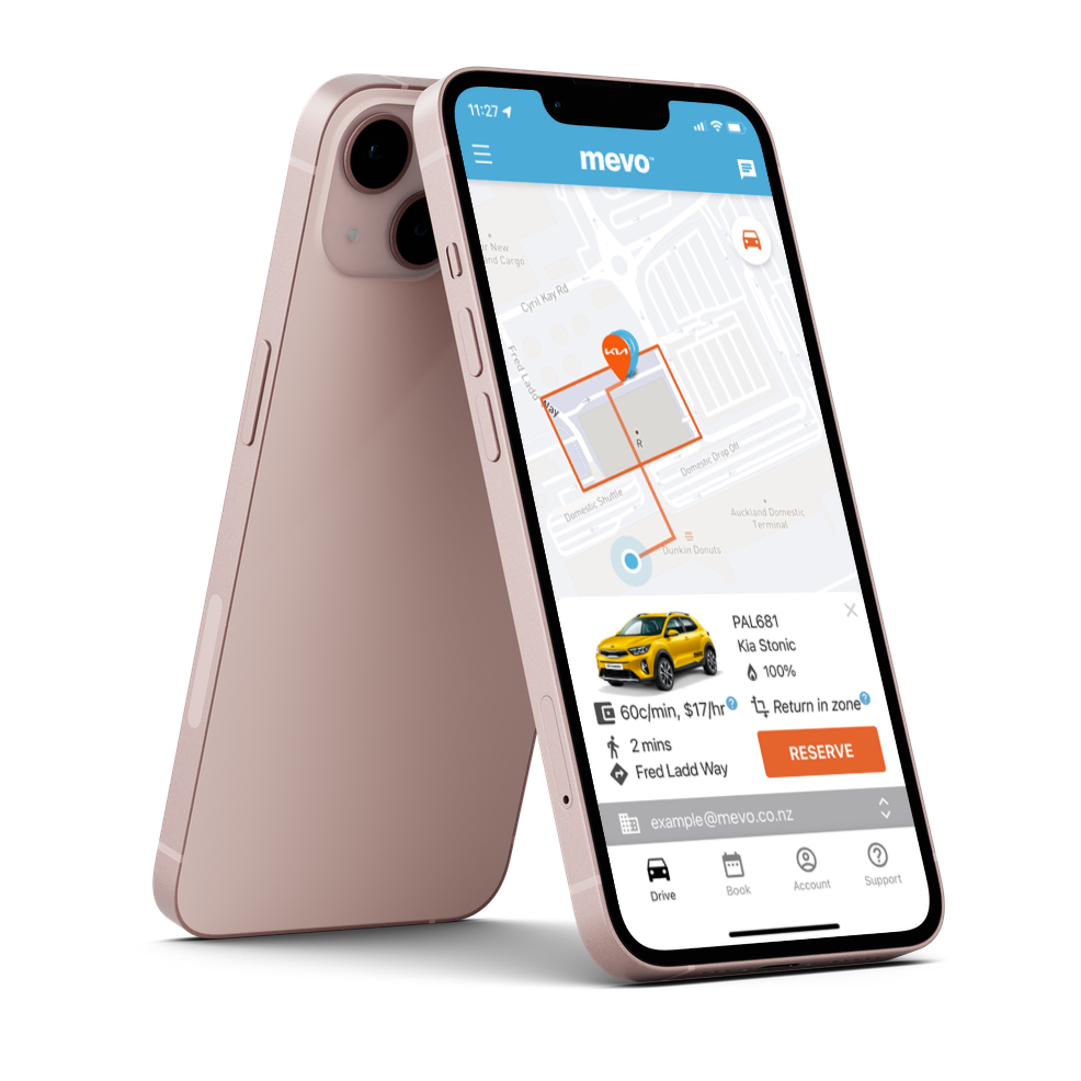 iPhone with the Mevo App open at the Airport
