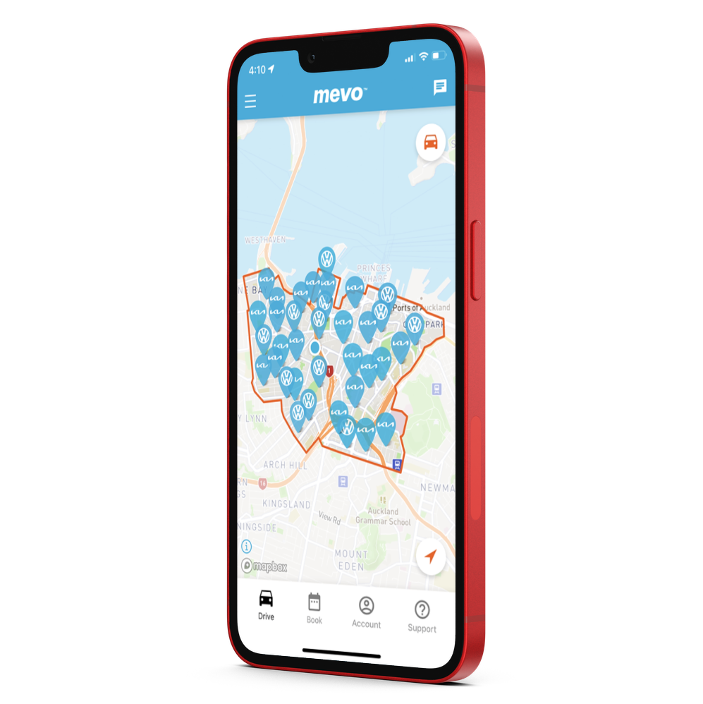 iPhone with the Mevo app displayed on screen