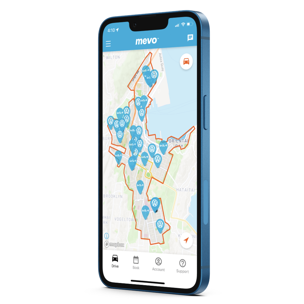 iPhone with the Mevo app displayed on screen