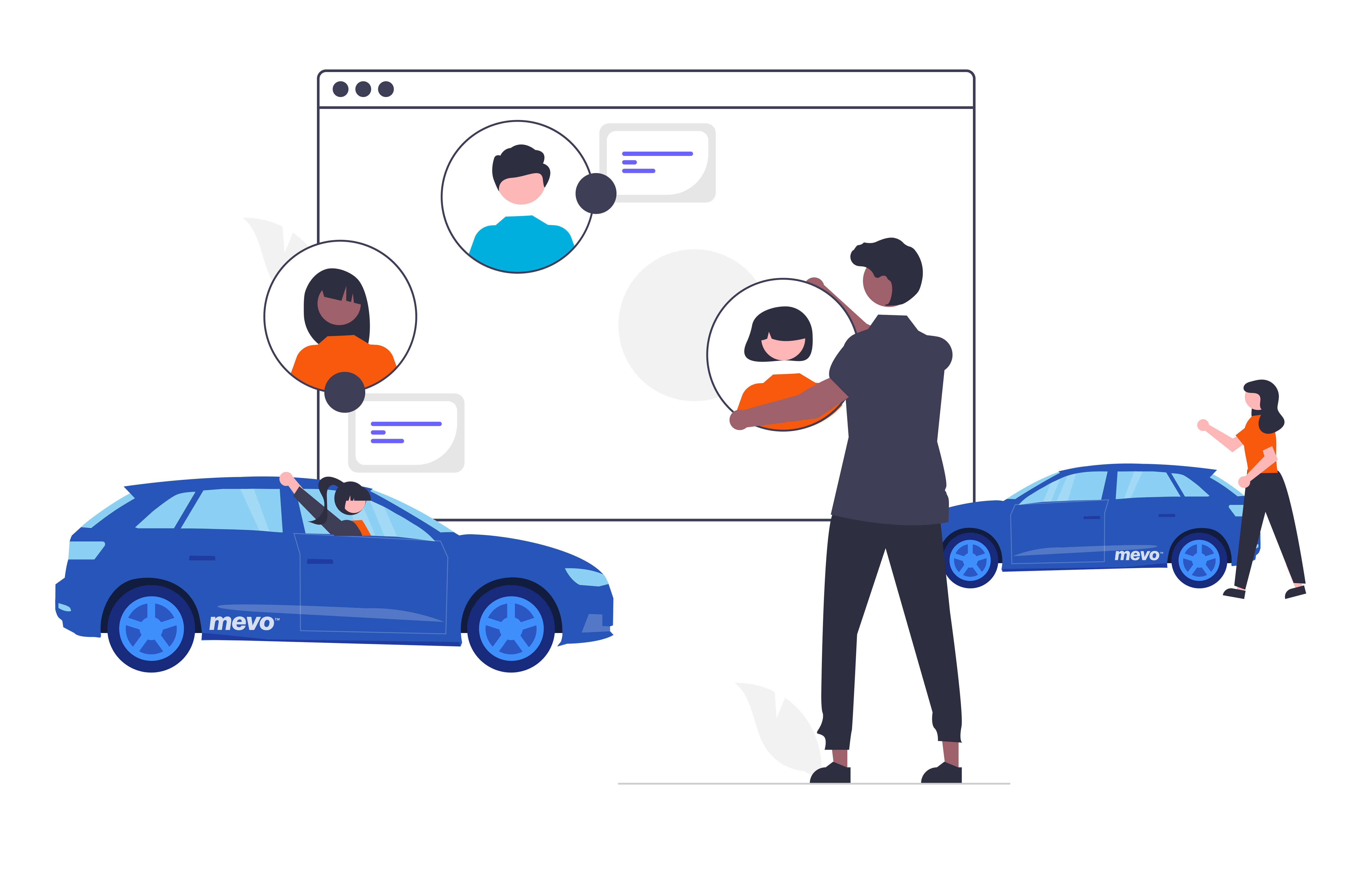 Graphic showing the ease of administering a Mevo for Business account