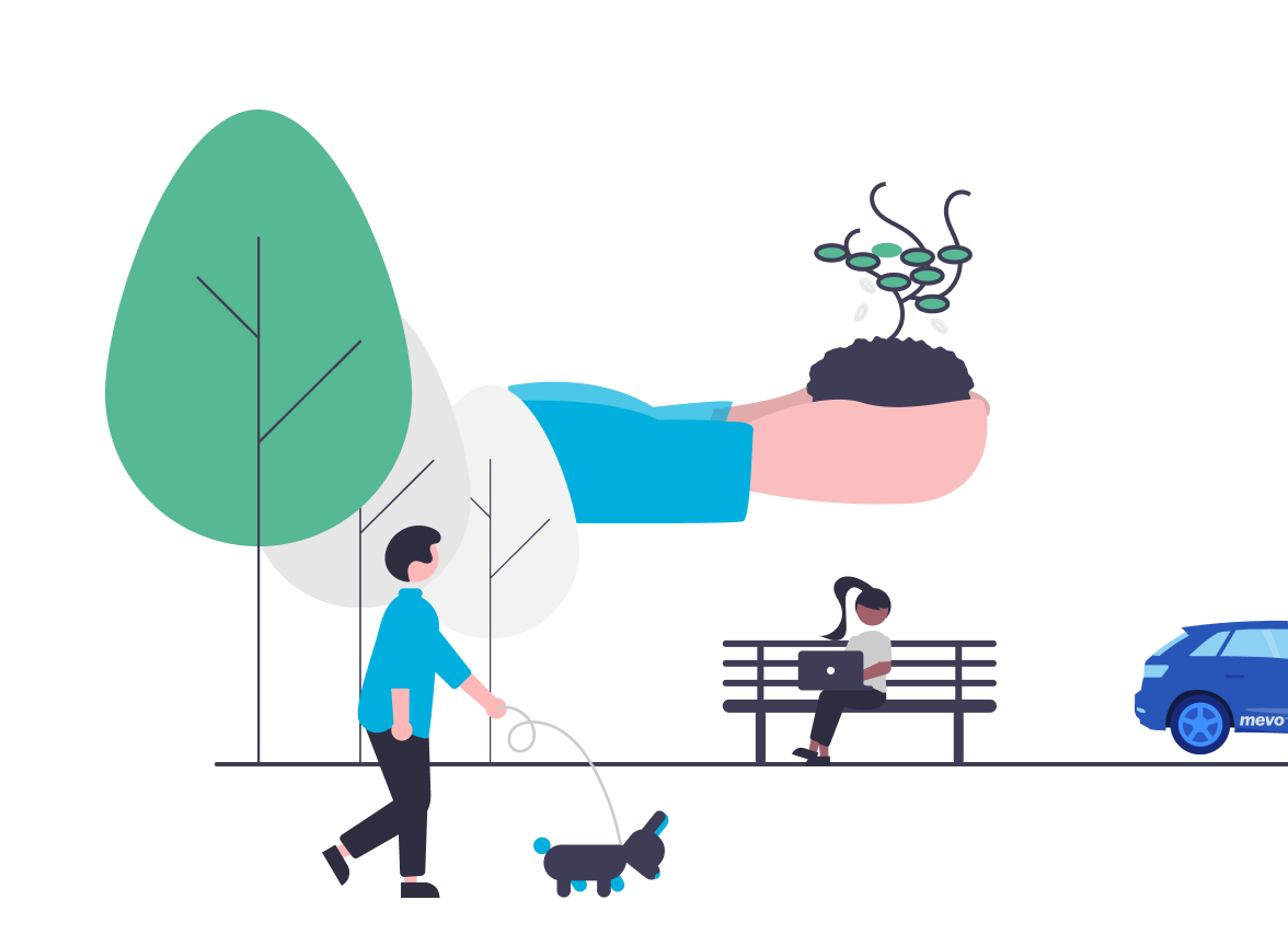 Graphic showing the impact of climate positive Mevo vehicles